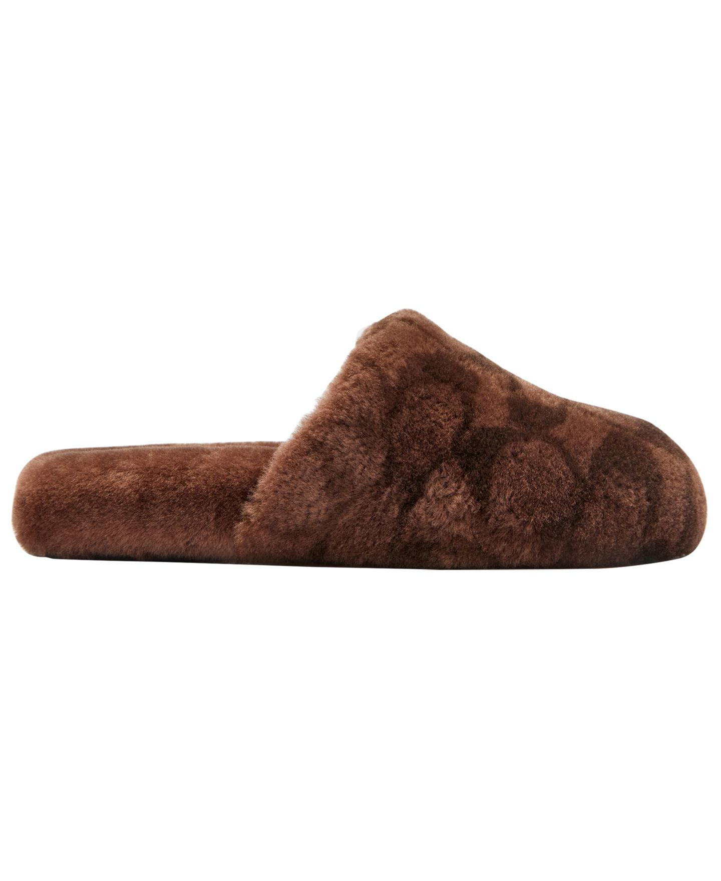 Женские тапочки-слипоны Coach Slipper In Signature с овчиной, цвет: Шоколадный — фото 2