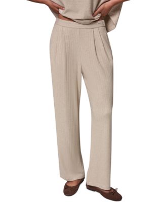 Women's Brushed Rib High Rise Pull-On Pleated Pants