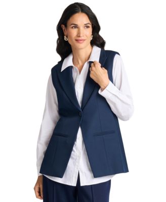 Women's Twofer Long-Sleeve Collared Work Vest
