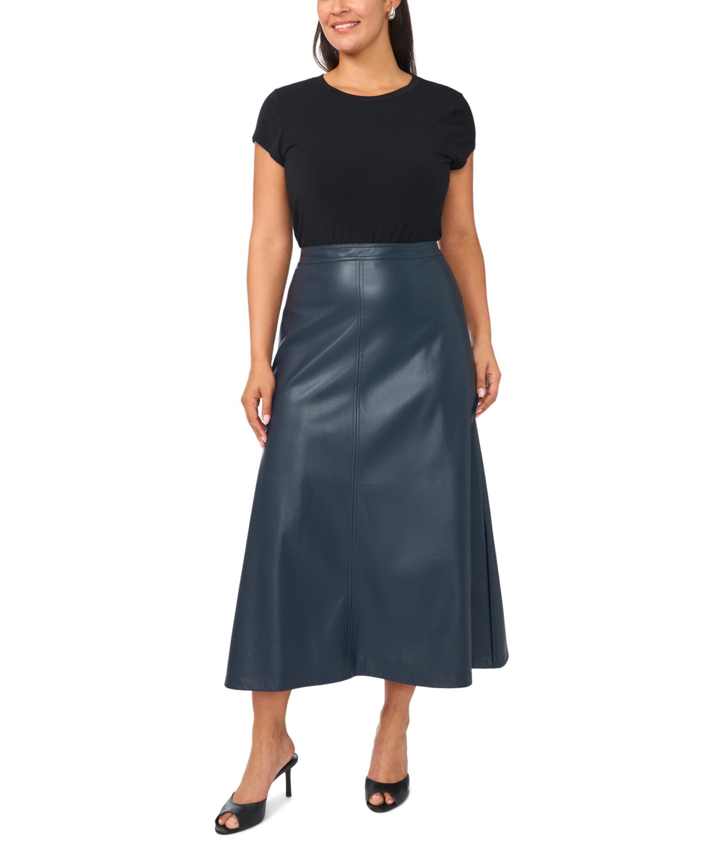Женская юбка Vince Camuto Plus Size High-Waisted Maxi A-Line, цвет: Насыщенный тёмно-синий — фото 2