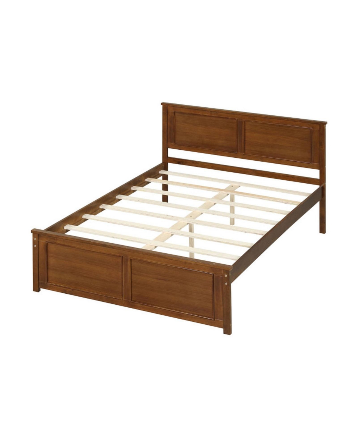 Gouun Full Size Farmhouse Wooden Platform Bed Frame with High Headboard