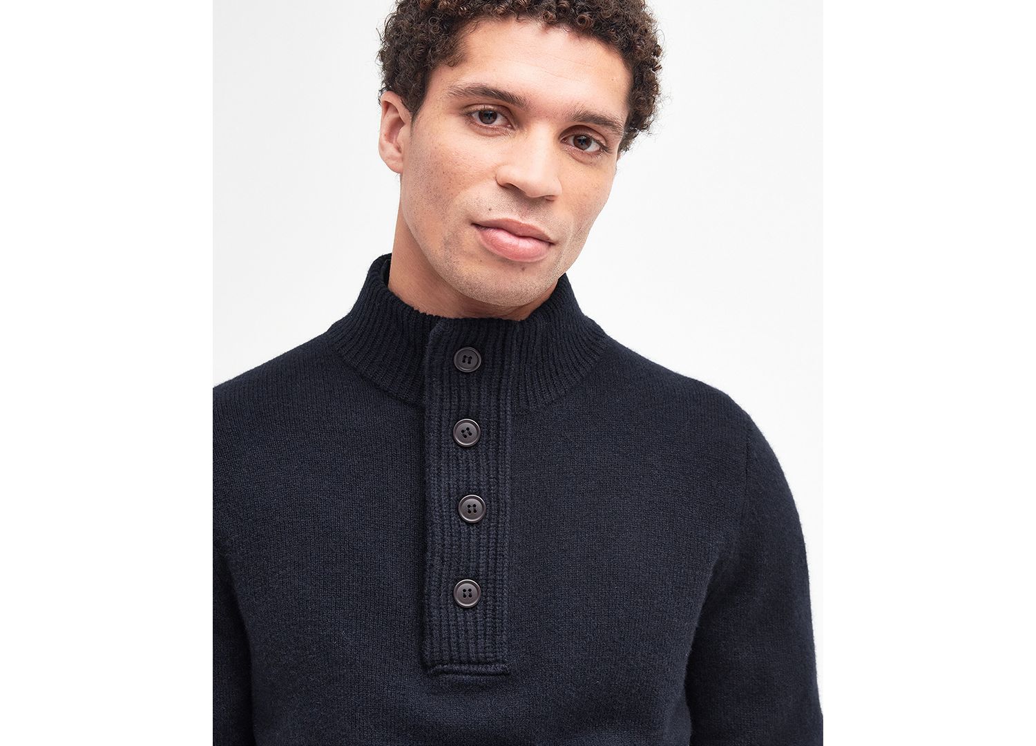 Men's Patch Half Zip Wool Sweater