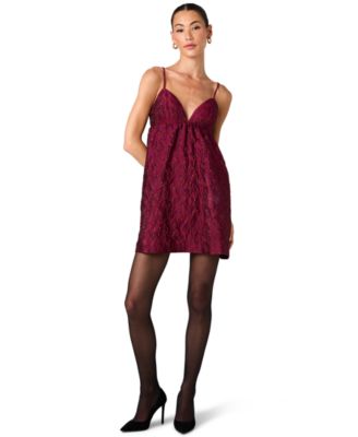 Women's Anaya Floral-Print Plunging V-Neck Jacquard Mini Dress