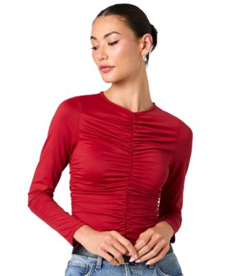 Women's Shay Long-Sleeve Crewneck Ruched Blouse