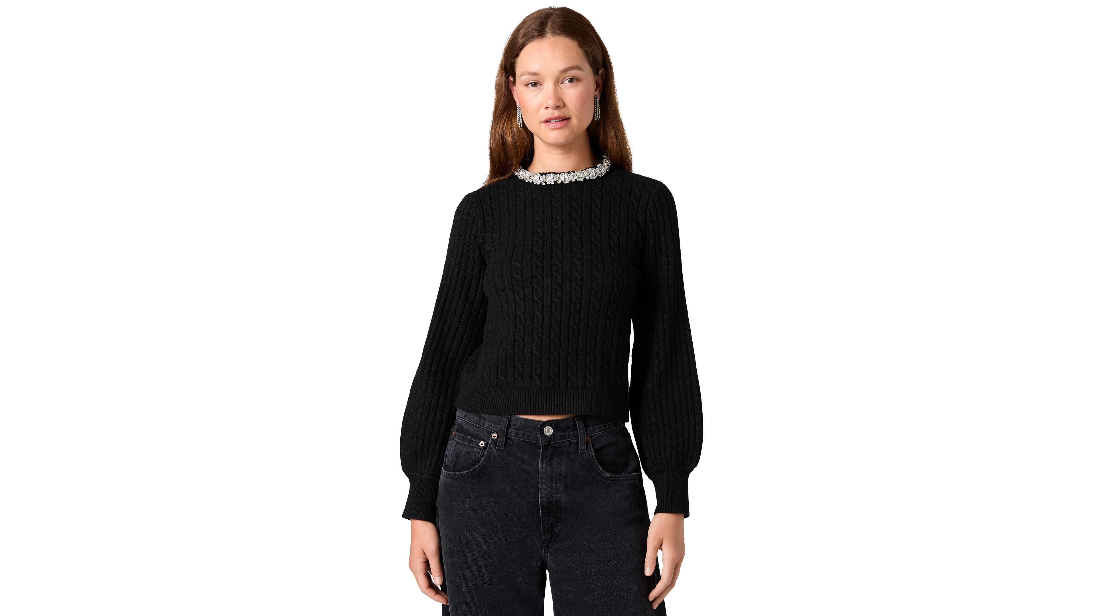 French Connection Women's Avea Cable-Knit Crewneck Sweater