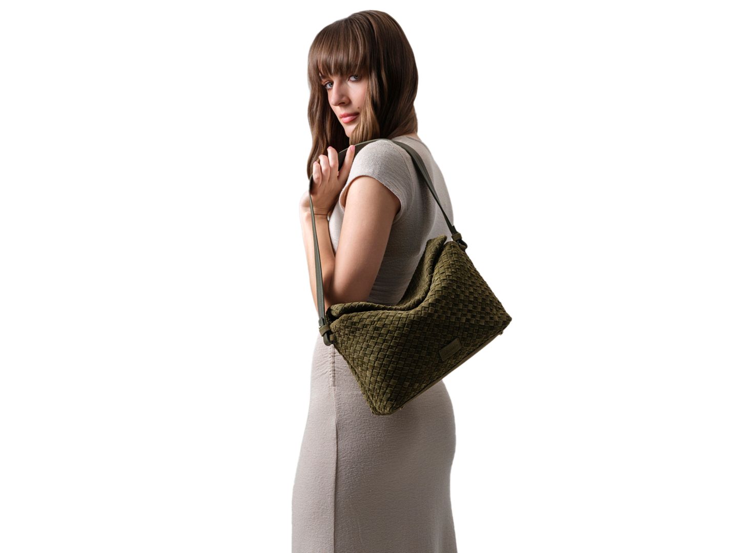 Женская сумка Ecotorie Miranda Suede Shoulder Handbag, цвет: Оливковый — фото 5