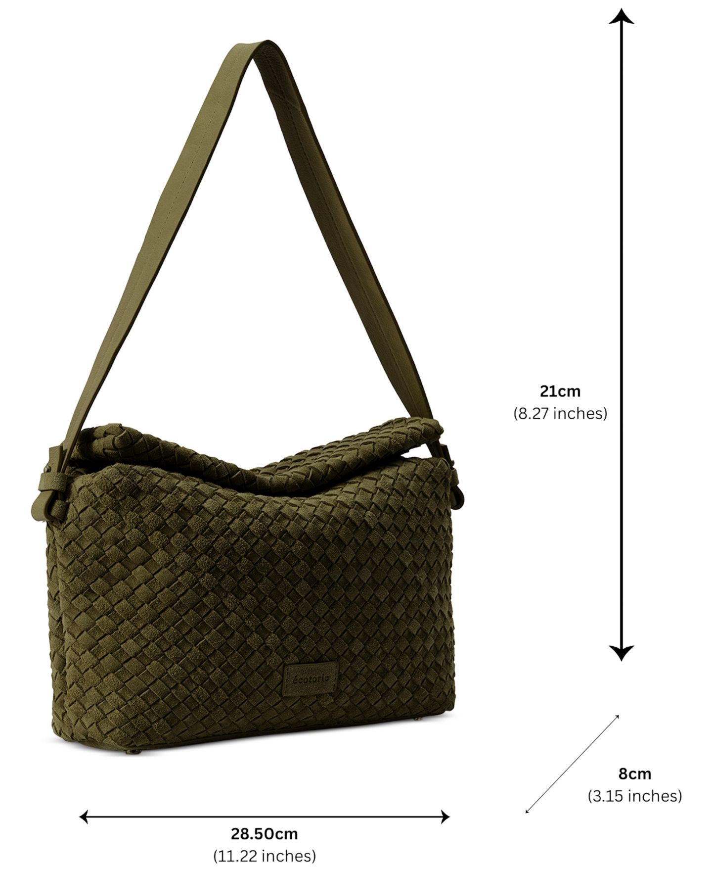 Женская сумка Ecotorie Miranda Suede Shoulder Handbag, цвет: Оливковый — фото 3