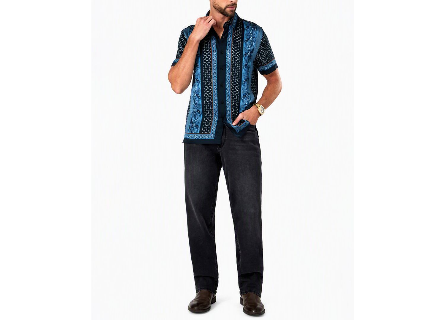 Men's Hugh Paisley Charm Short-Sleeve Classic-Fit Shirt