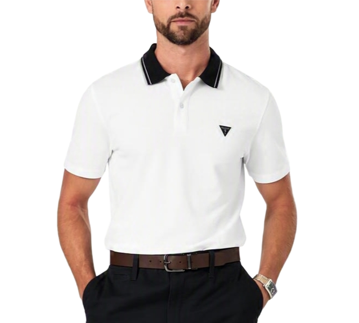 Guess Men's Stretch Pique Slim-Fit Polo Shirt - Pure White
