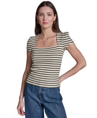 Women's Cap-Sleeve Square Neck Top