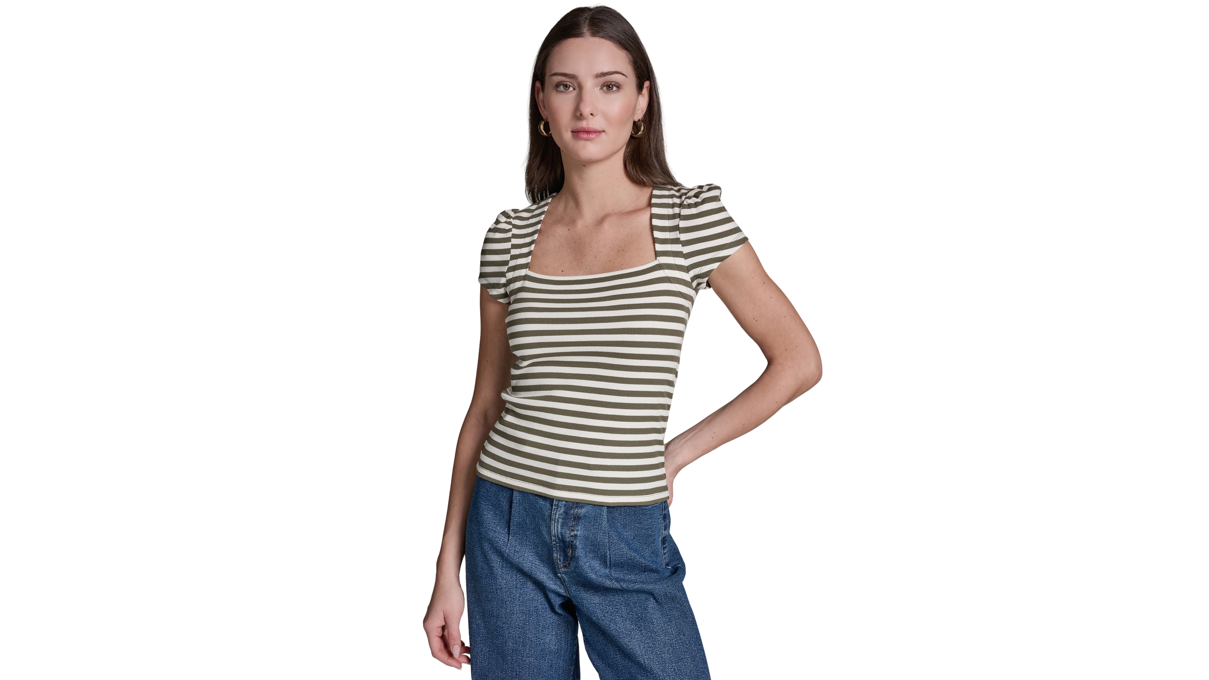 Bcbg Women's Cap-Sleeve Square Neck Top