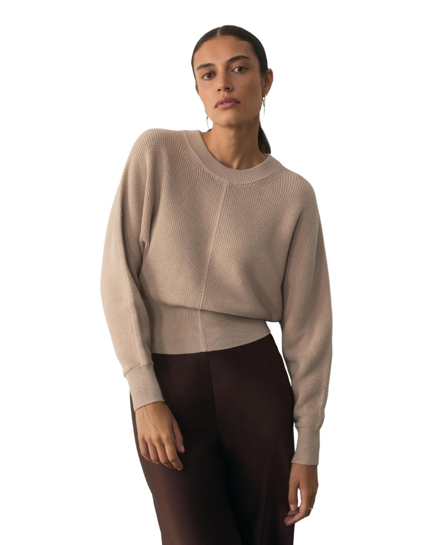 Women's Rieti Silk-Blend Ribbed-Knit Crewneck Sweater