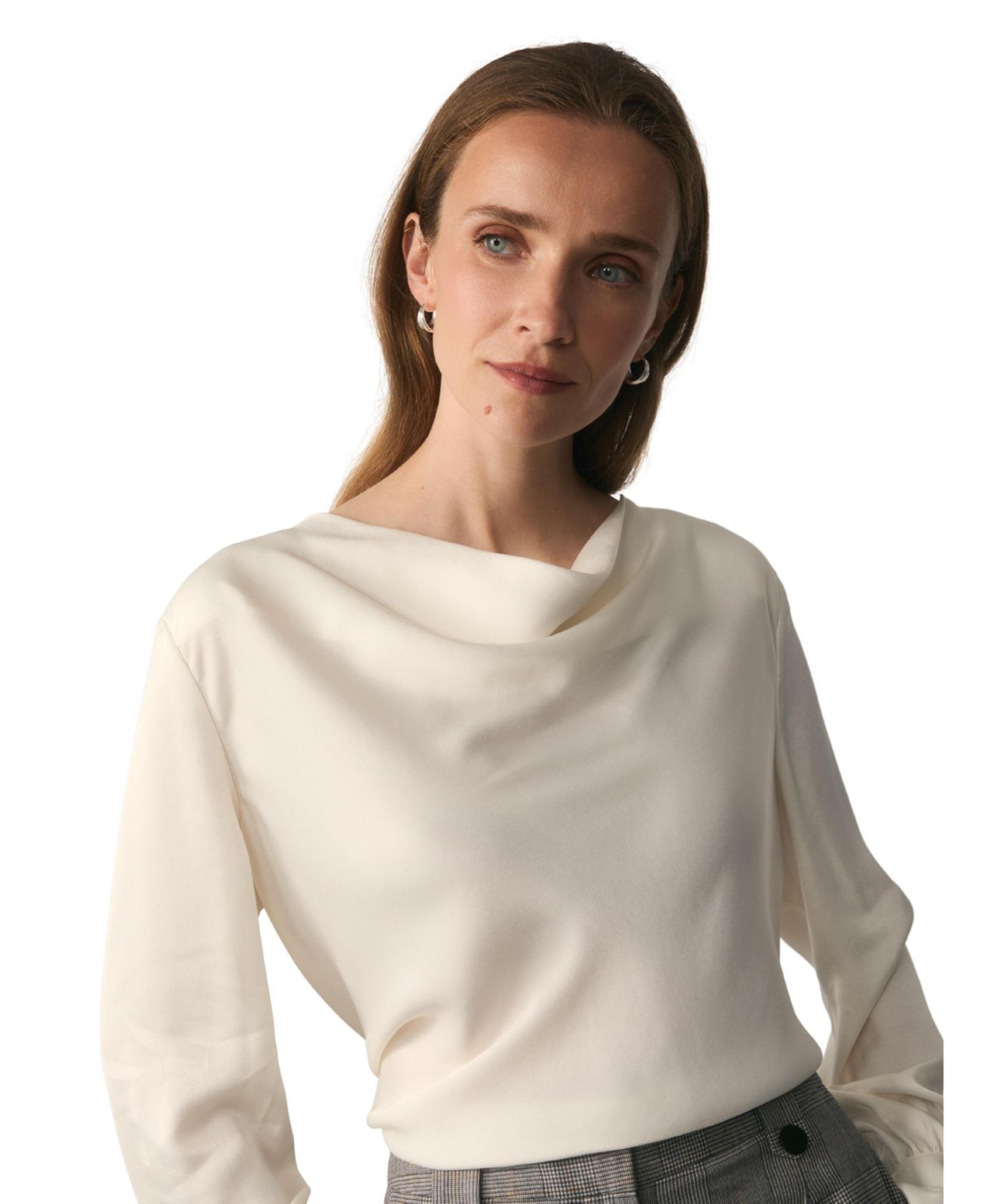 Women's Loano Long-Sleeve Cowl Neck Satin Blouse