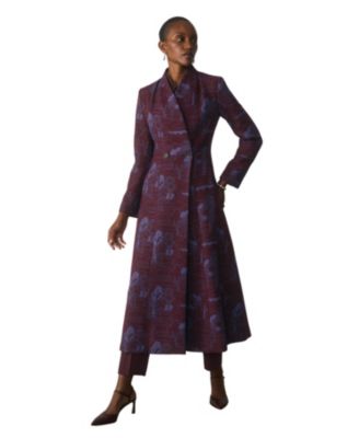 Women's Double-Breasted Wool-Blend Jacquard Midi Coat