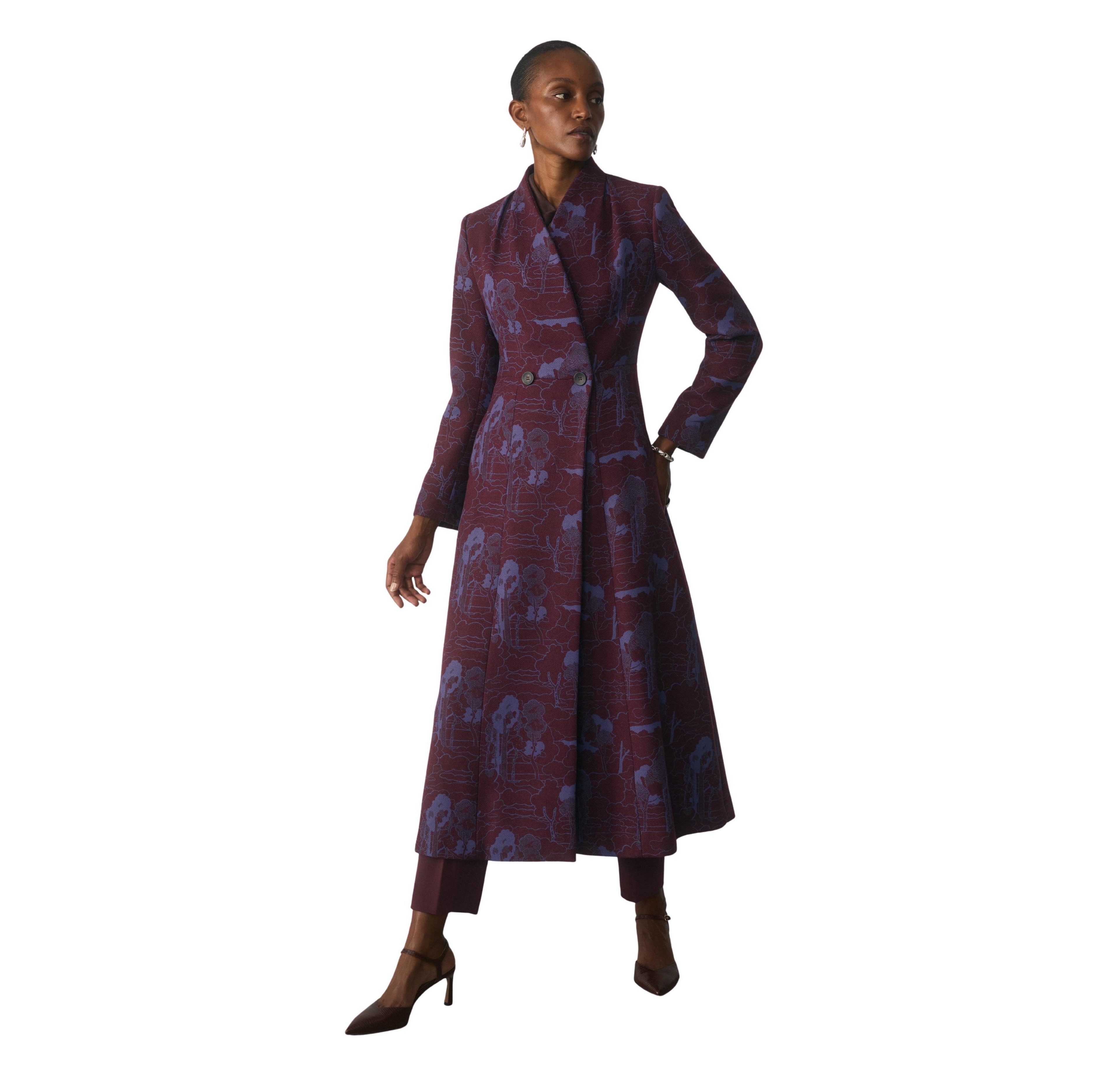The Fold Women's Double-Breasted Wool-Blend Jacquard Midi Coat