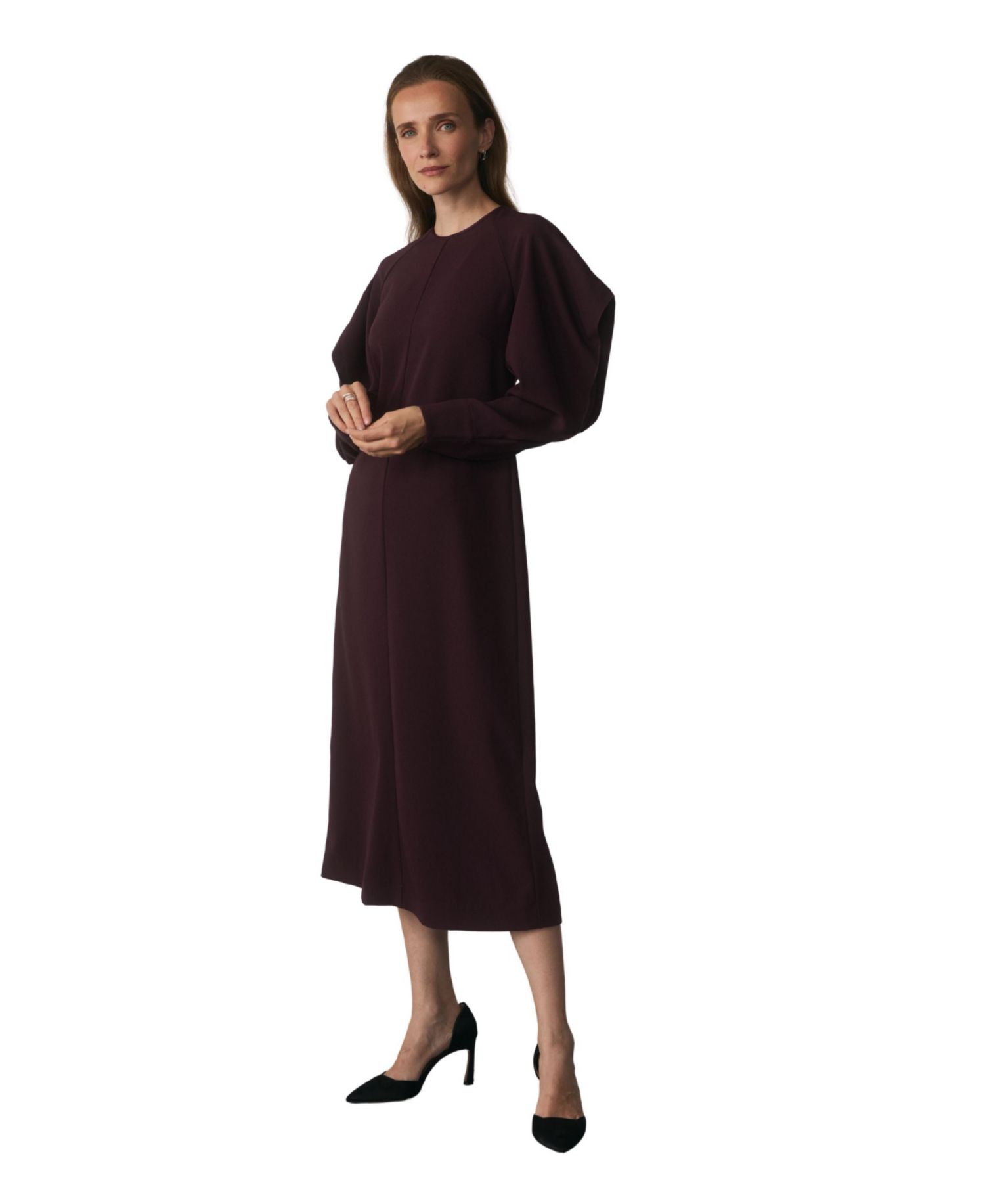 Women's Asti Long-Sleeve Puff-Sleeve Midi Dress