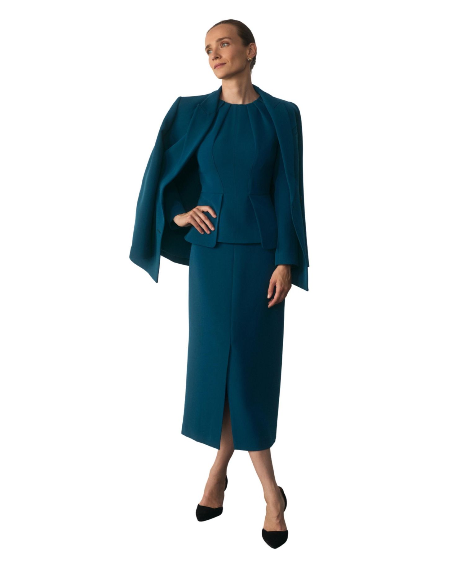 Women's Almeida Longline Wrapped-Waist Blazer