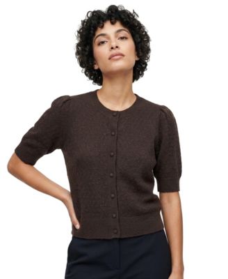 Women's Short Sleeve Pointelle Cardigan
