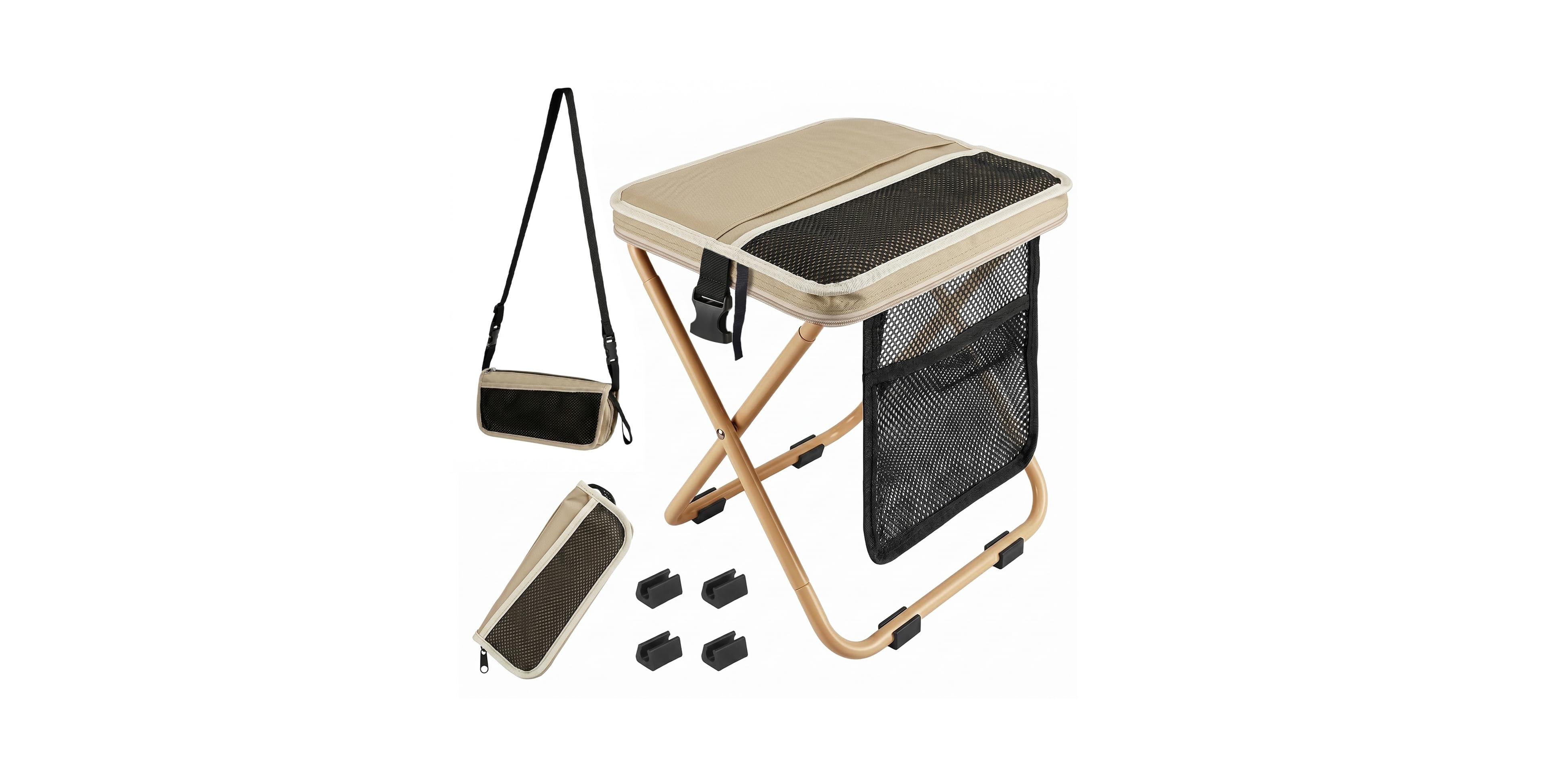 Aofar Portable Collapsible Stool Camping Chair with Storage Pockets