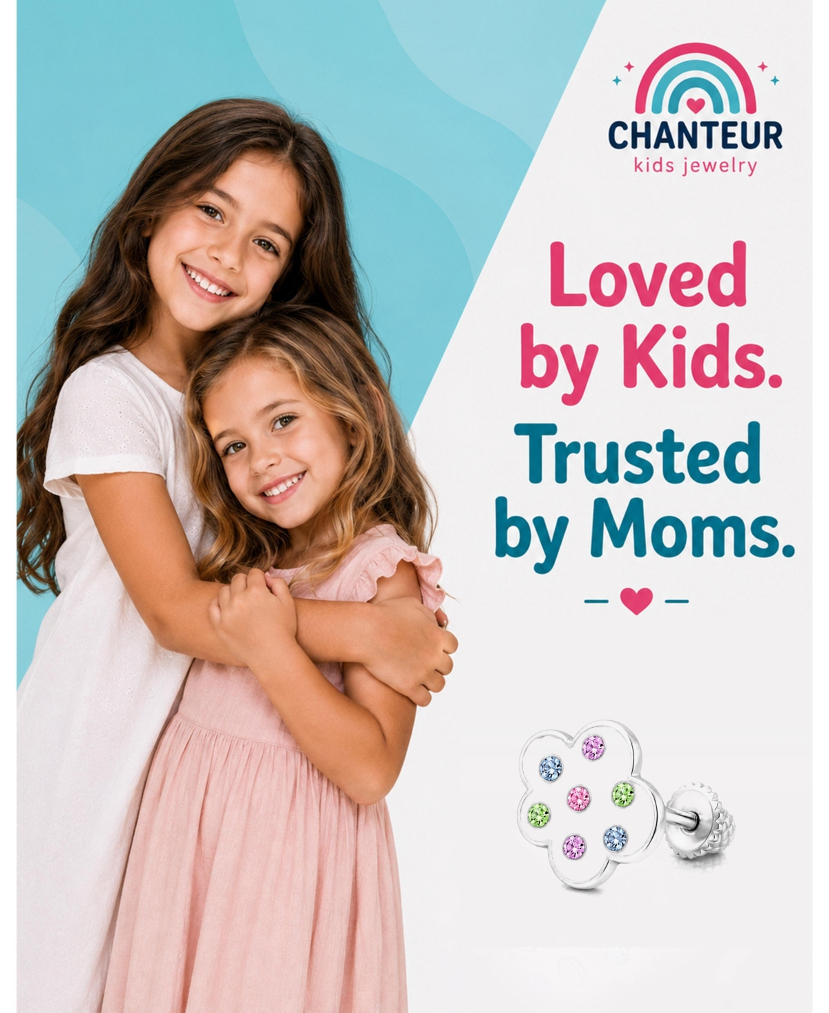 Chanteur Kids Cloud Hypoallergenic Earrings with Surgical Titanium Screwbacks