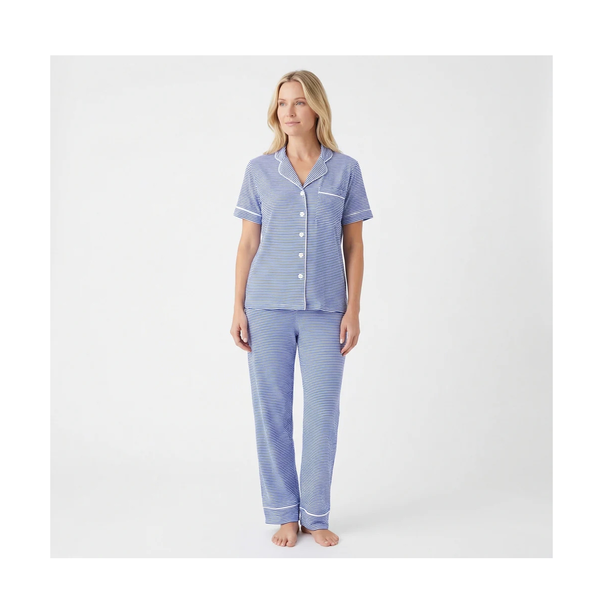 Motette Women's Cobalt Stripe Matching Family Short-Sleeve Pajama Set