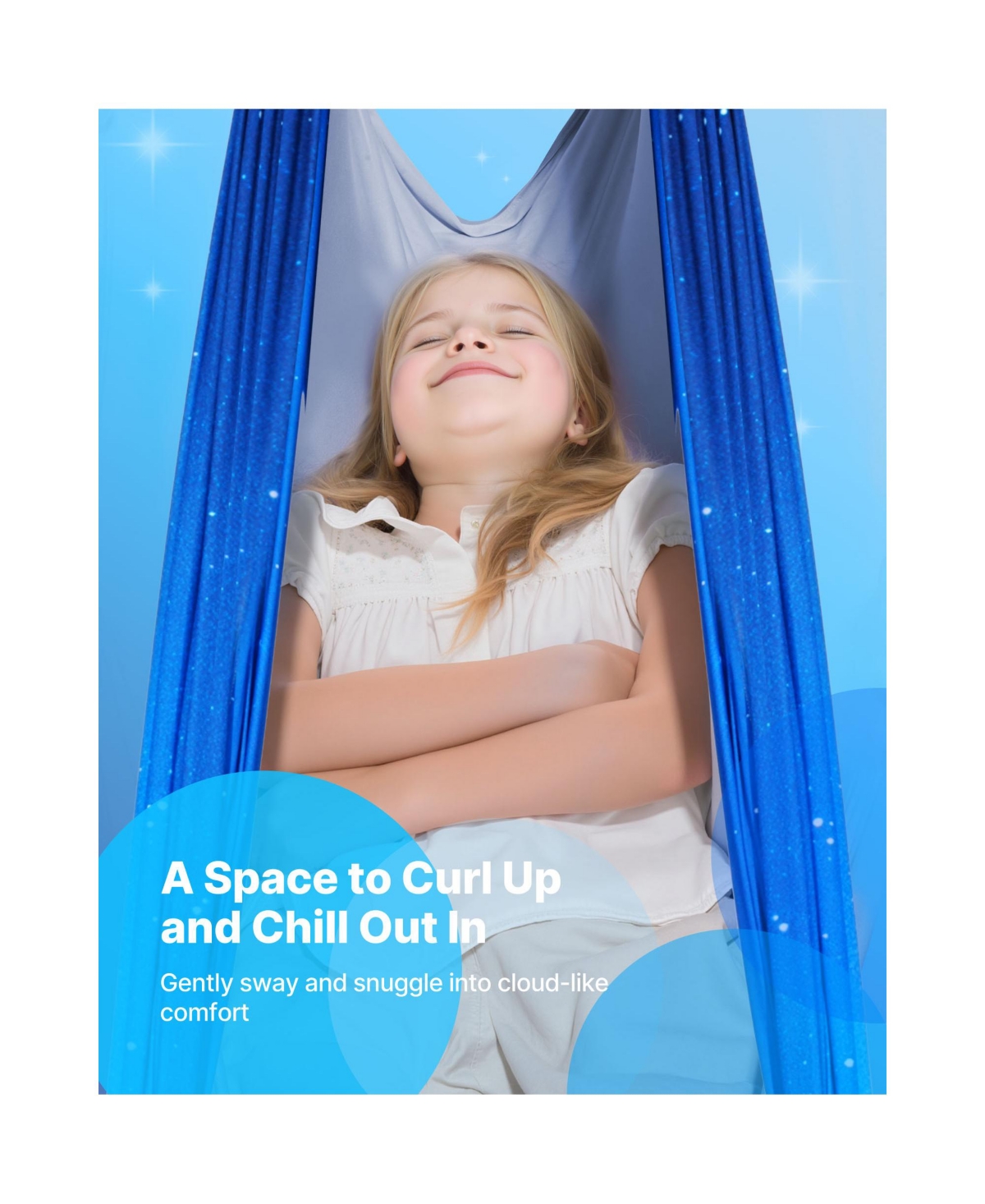 Sevorley Sensory Swing for Kids, Double-Layer Spandex Hammock, 360-Degree Swivel, Holds 300 lbs