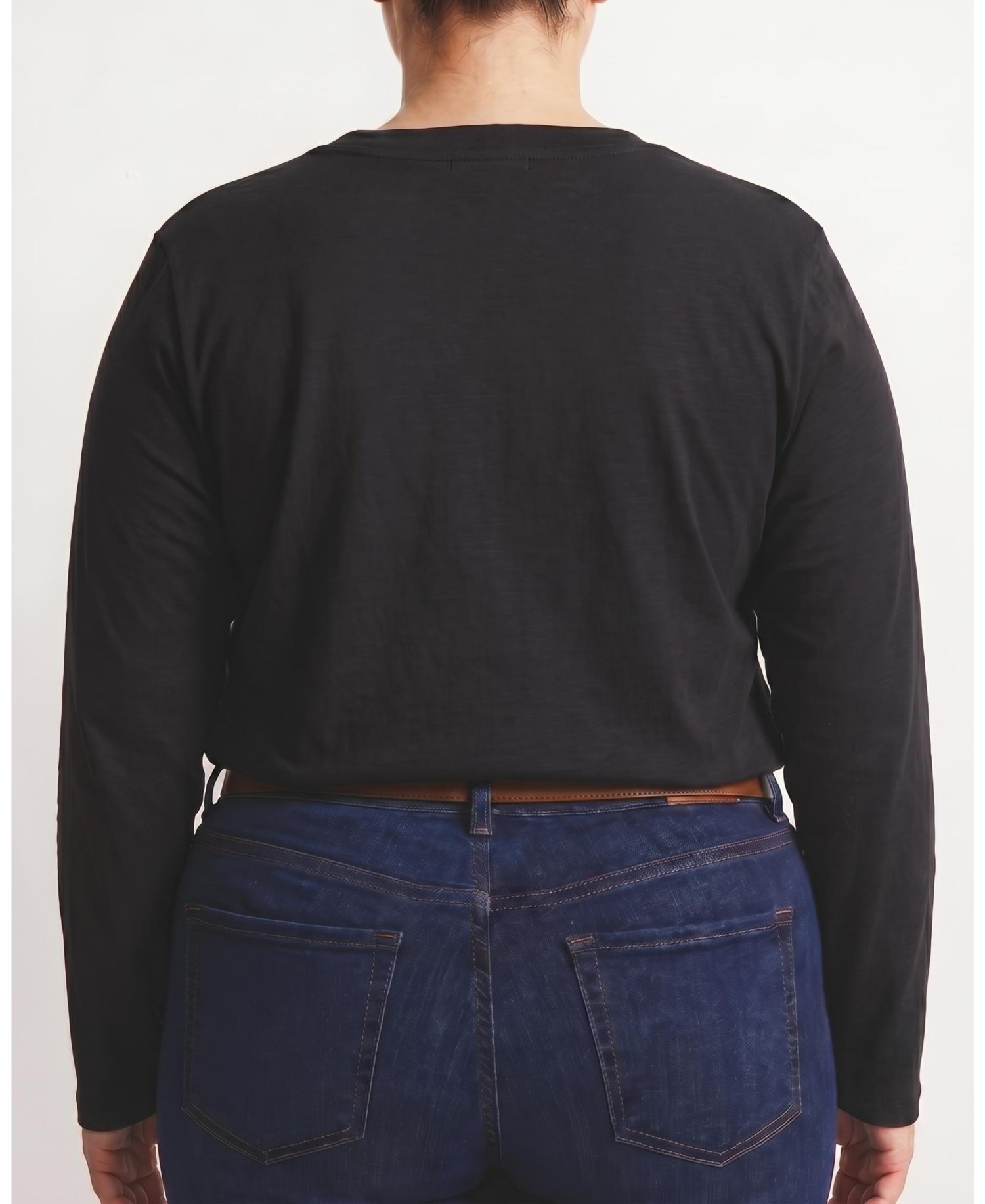 Plus Size Garcon Long-Sleeve Crewneck Chest Pocket T-Shirt