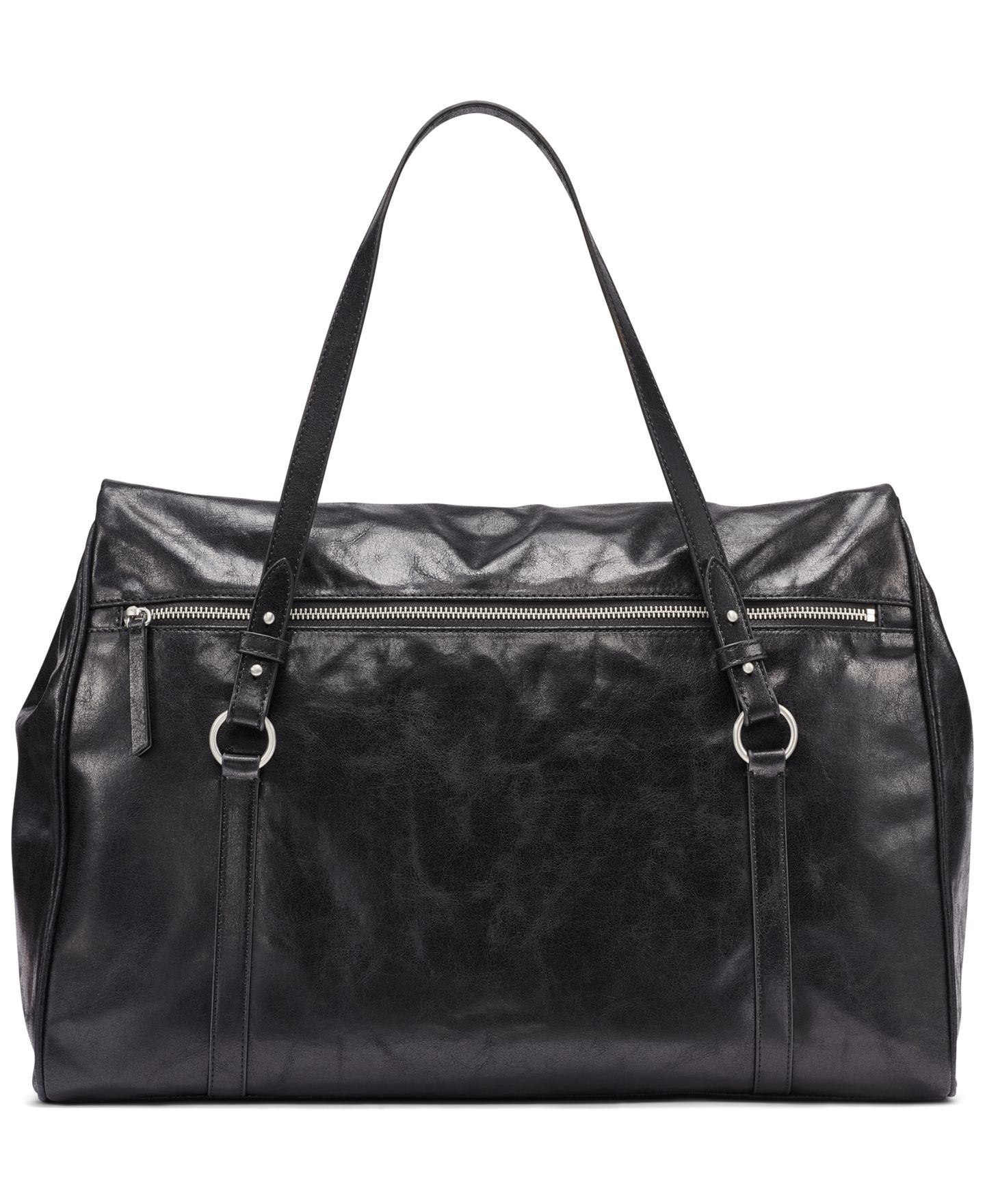 Женская сумка DKNY Skye Large Snap Closure Satchel Handbag, цвет: Чёрный / Серебряный — фото 3