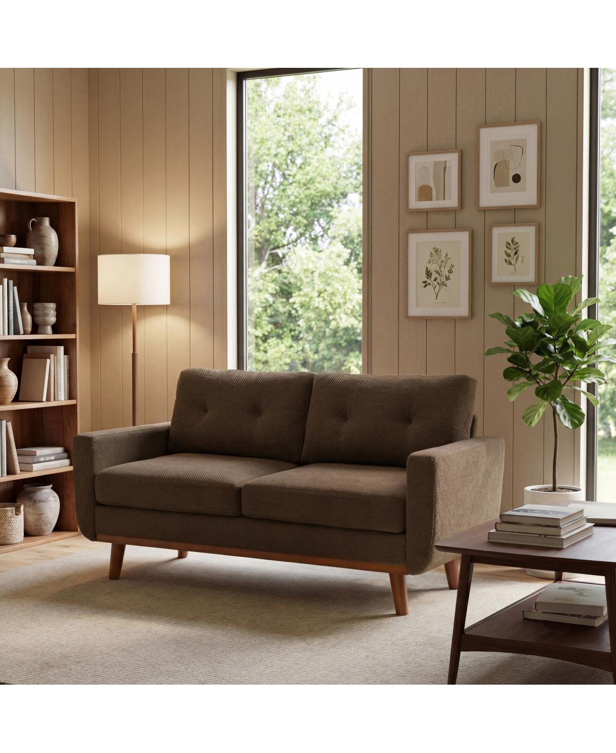 Streamdale Furniture 65" Modern Minimalist 2-Seater Sofa with Nubby Upholstery and Wood Legs