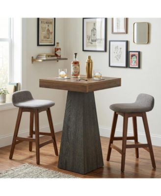 Square Bar Table 39.37"H industrial pub table with tapered base. Bistro table for home bar, kitchen, small space