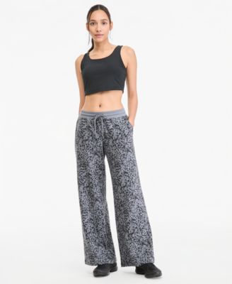 Women's Print Fleece Wide-Leg Pants