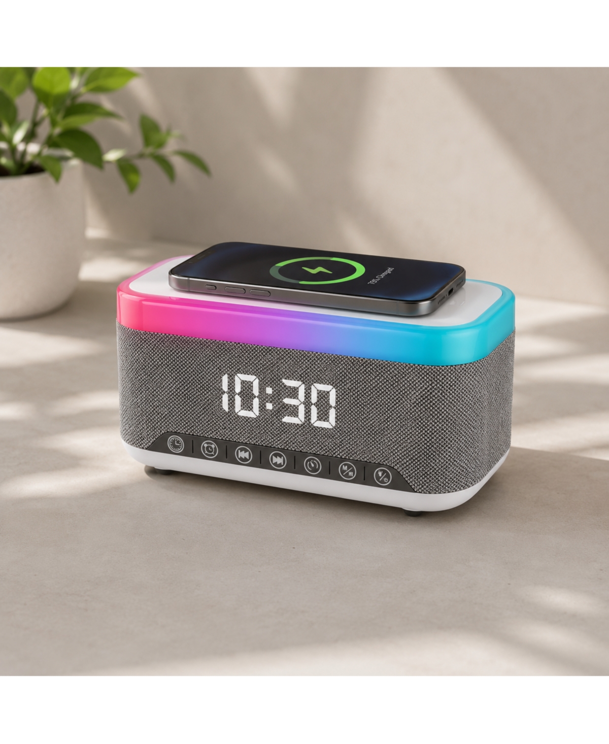Pursonic All-in-One Alarm Clock with Bluetooth Speaker, Fm Radio & Qi Wireless Charging – Your Complete Nightstand Companion