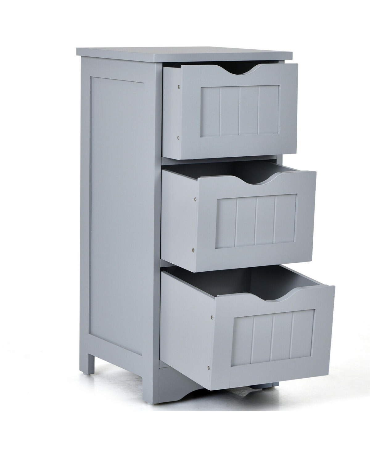 Gymax 3-Drawer Bathroom Floor Cabinet Free Standing Side Storage Organizer - Grey