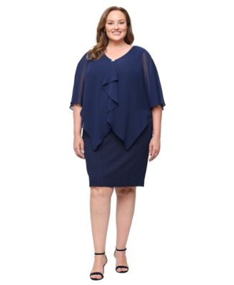 Plus Size V-Neck Ruffle Dress