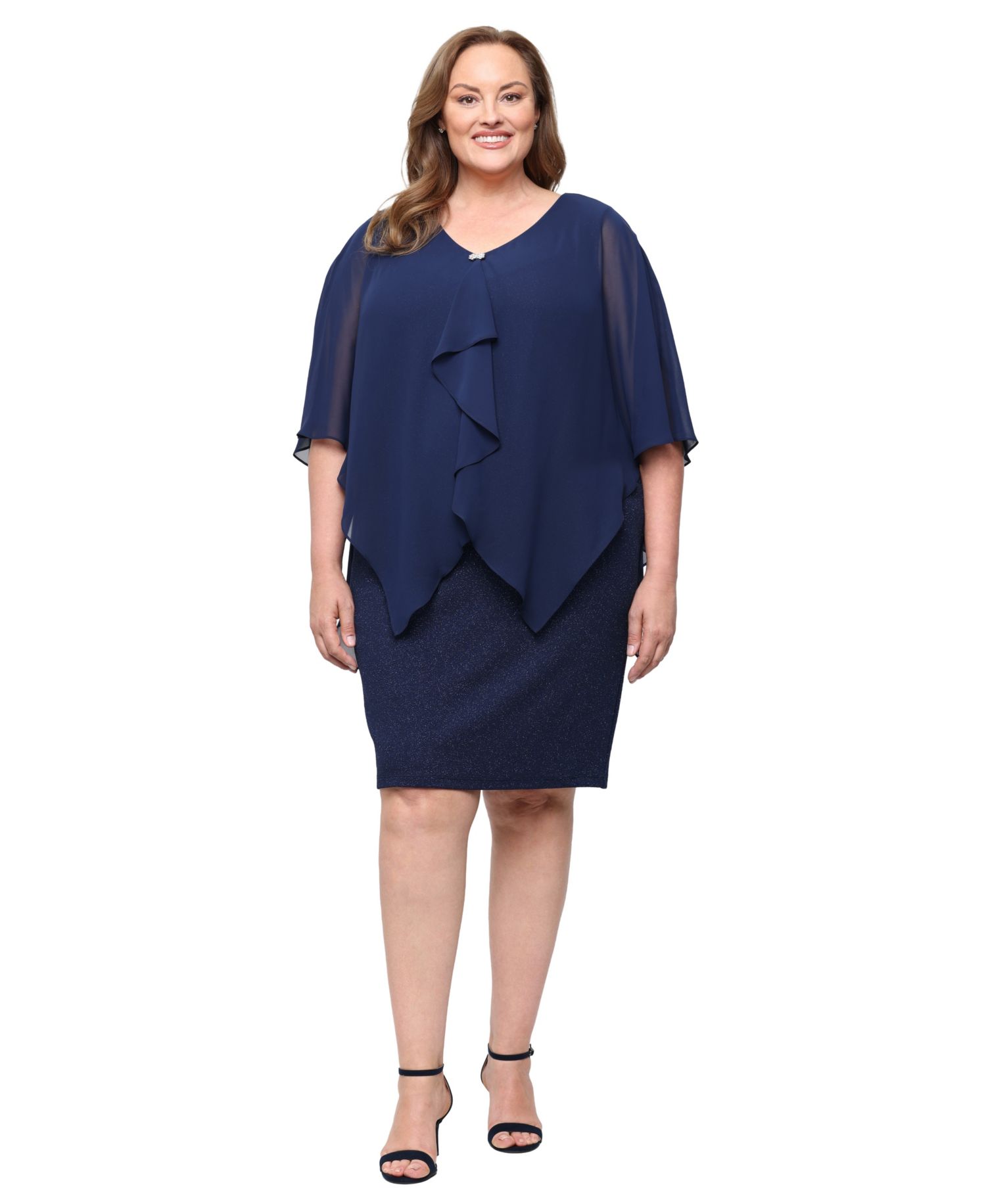 Plus Size V-Neck Ruffle Dress