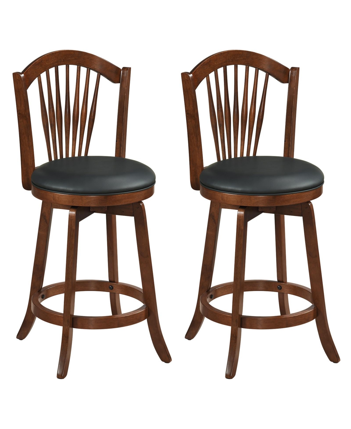 Set of 2 Swivel Bar Stools with Back Support