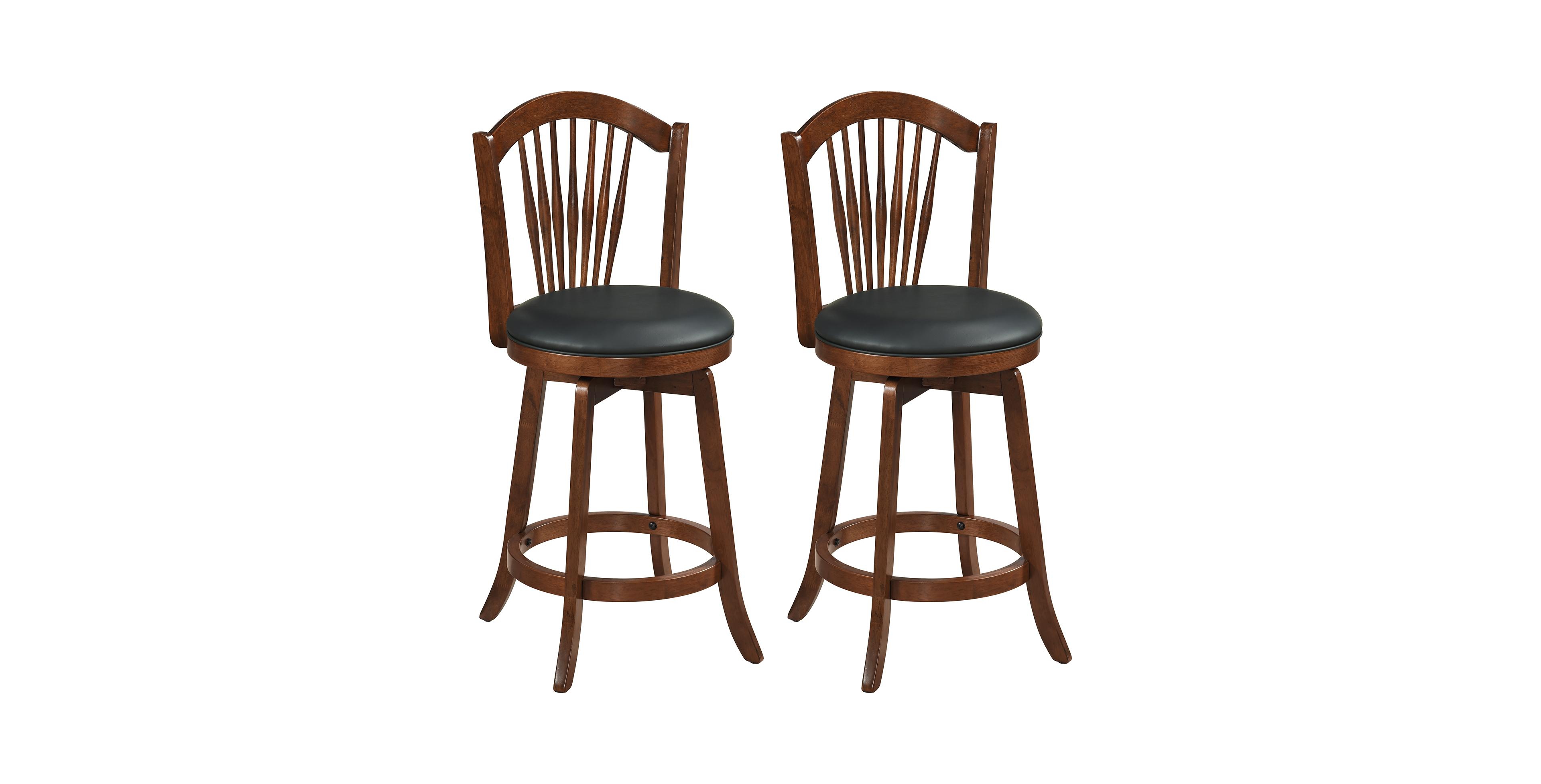 Set of 2 Swivel Bar Stools with Back Support