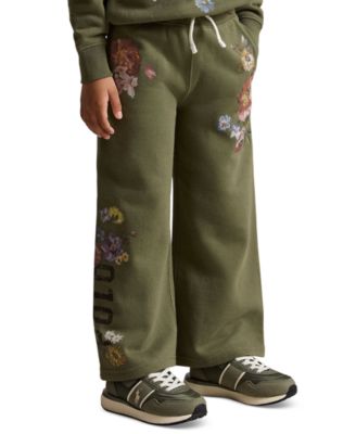 Girls' 2T-6X Floral Wide-Leg Fleece Sweatpants
