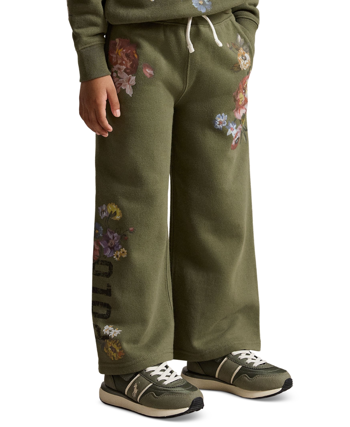 Polo Ralph Lauren Girls' 2T-6X Floral Wide-Leg Fleece Sweatpants