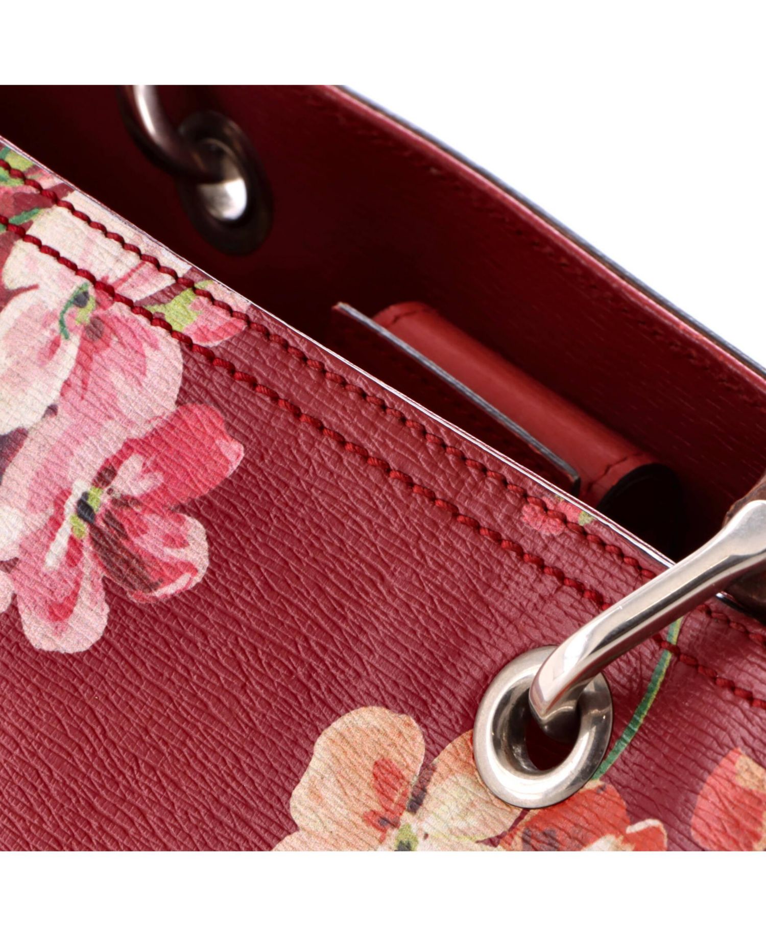 Medium Bamboo Shopper Tote Blooms Print Leather