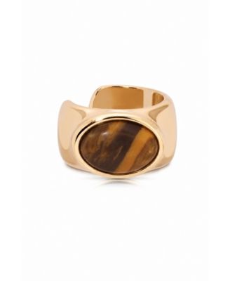 18k Gold-Plated Tiger's Eye Solstice Cuff Earrings