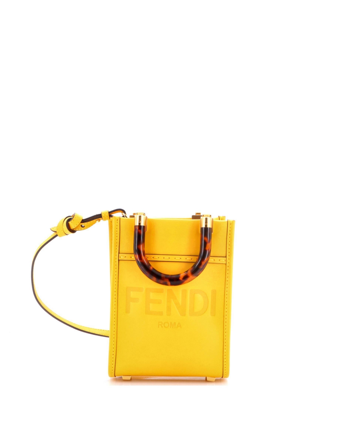 Pre-Owned Fendi Mini Sunshine Shopper Tote Leather - Yellow