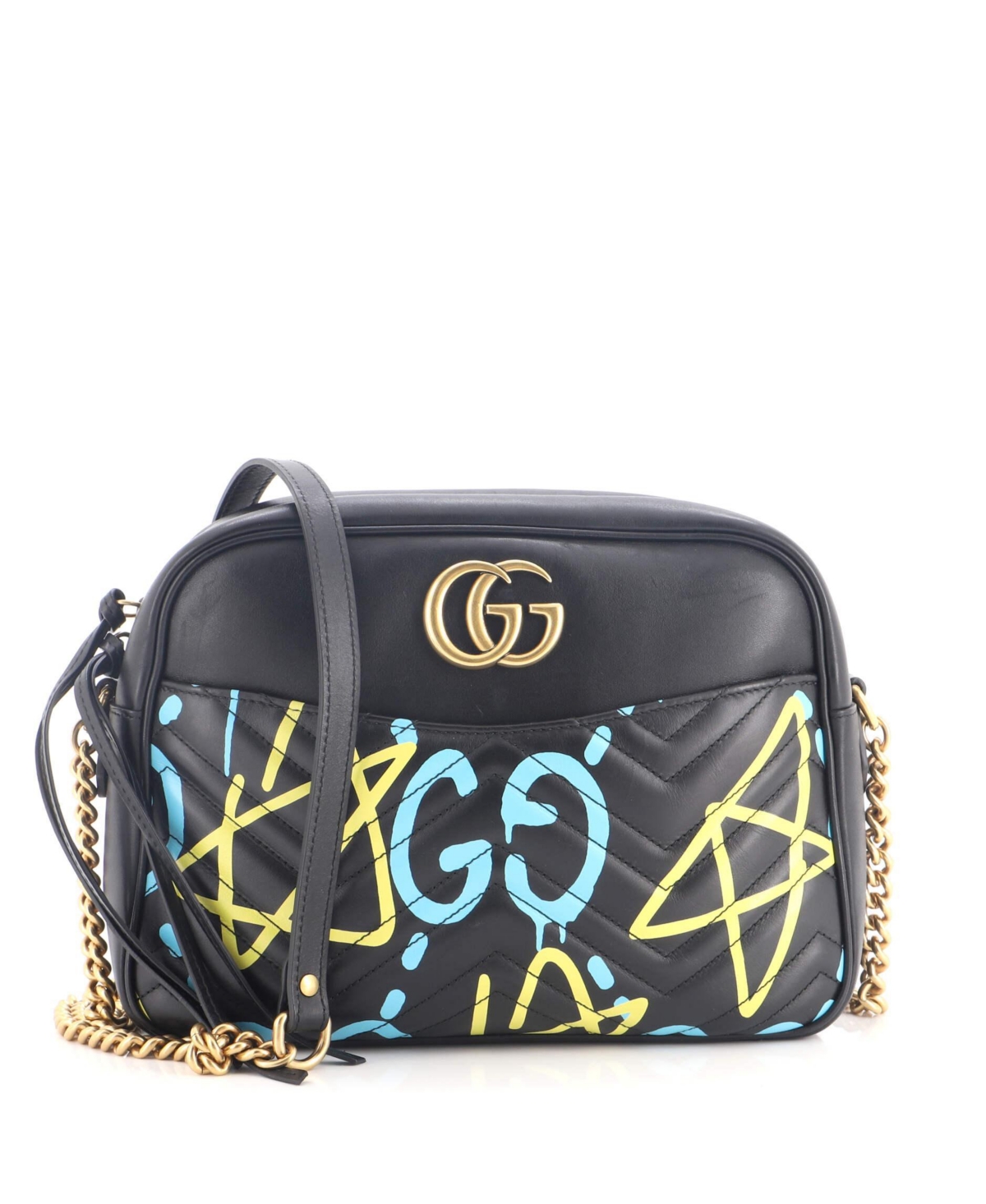 Pre-Owned Gucci Medium Gg Marmont Shoulder Bag GucciGhost Matelasse Leather