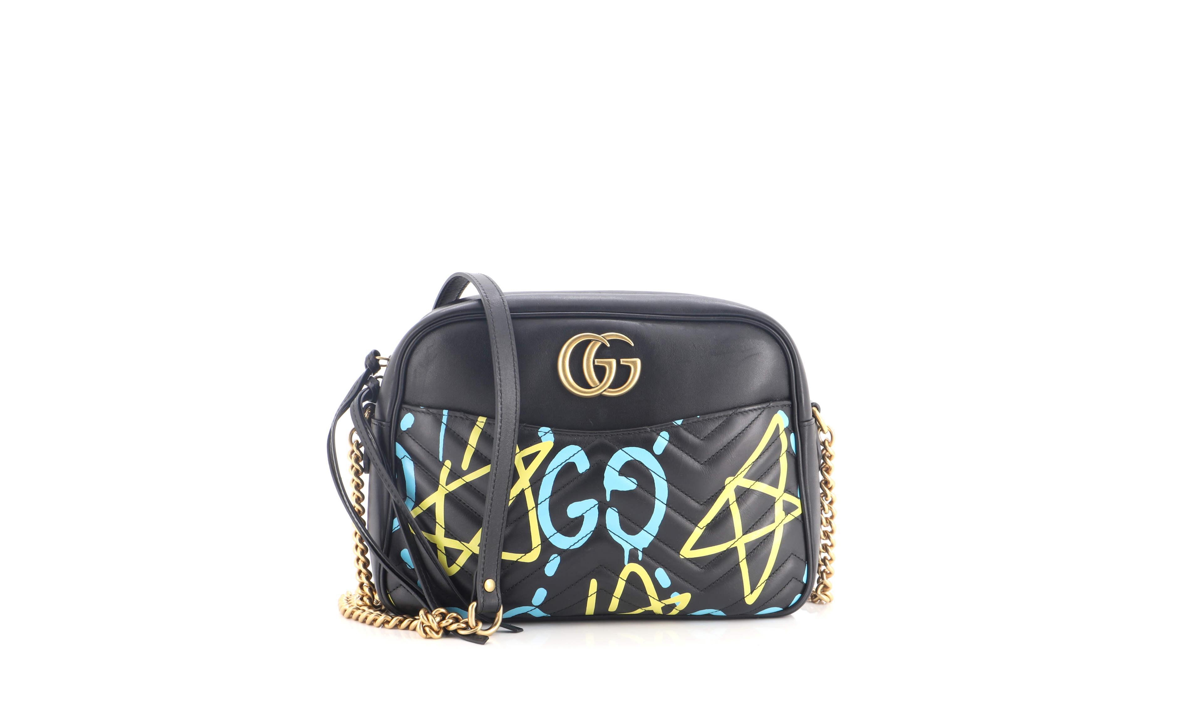 Pre-Owned Gucci Medium Gg Marmont Shoulder Bag GucciGhost Matelasse Leather