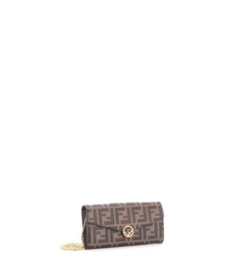 Pre-Owned Fendi F is Fendi Continental Chain Wallet Zucca Embossed