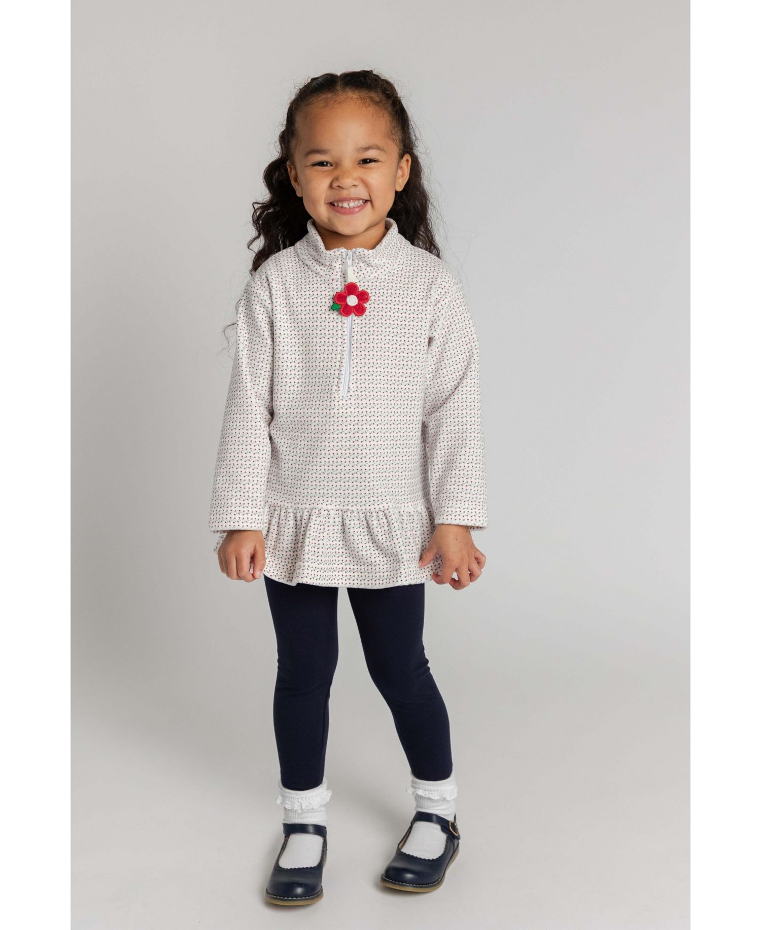 Girls' 4-16 Half-Zip Velour Tunic Sweatshirt