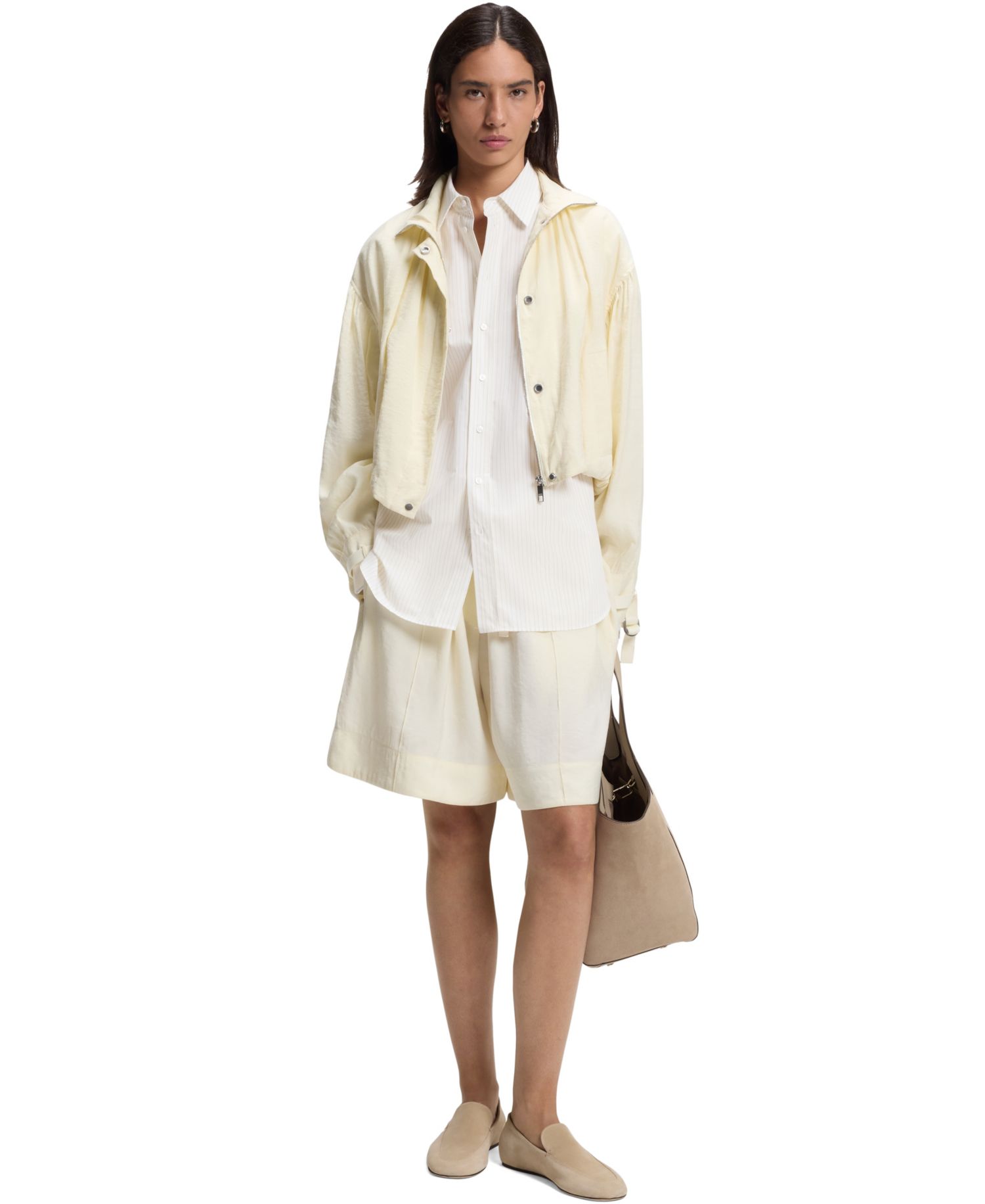 BOSS by Women's Long-Sleeve Relaxed-Fit Vertical-Stripe Cotton Poplin Blouse