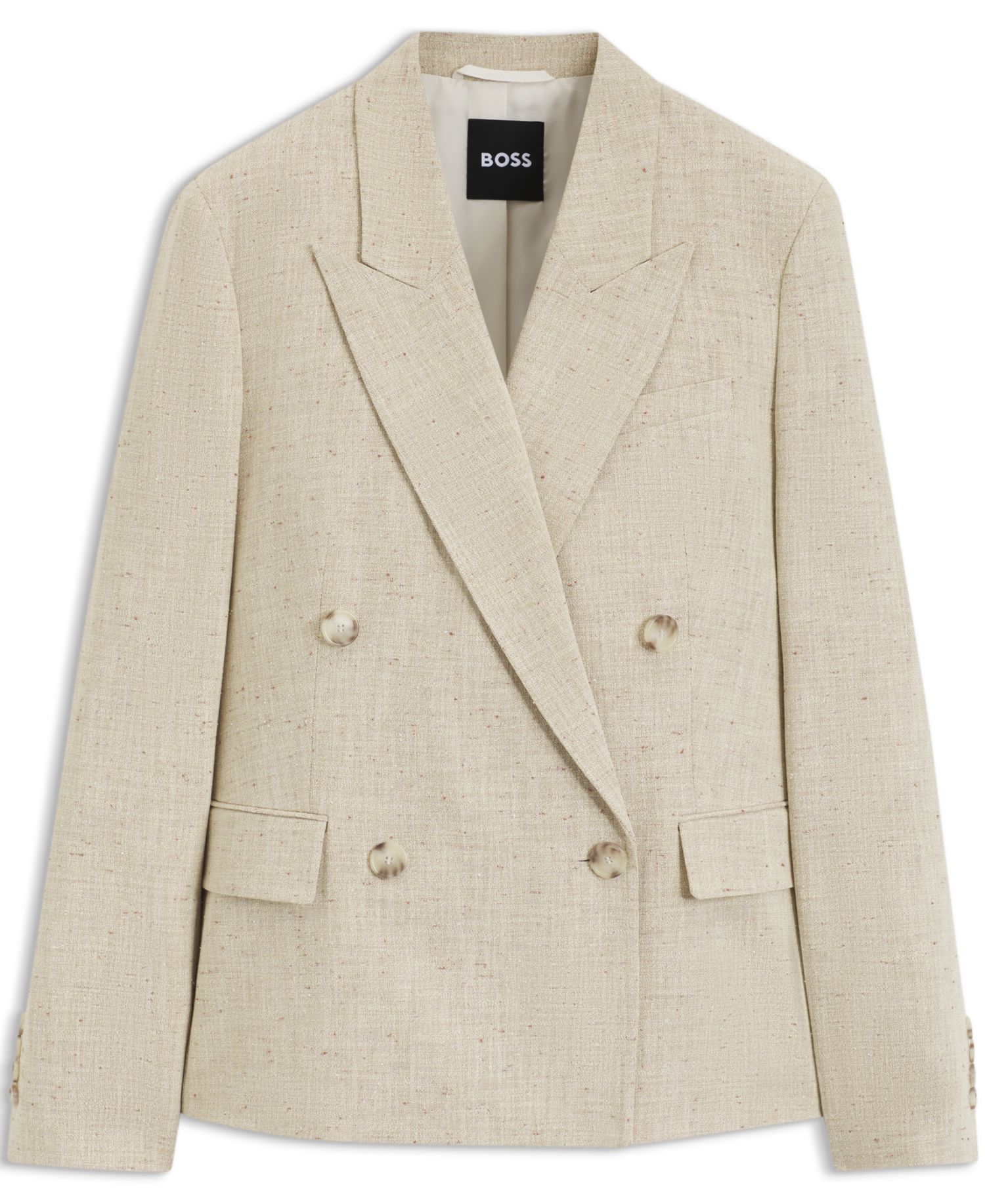 BOSS by Women's Jaleto9 Double-Breasted Textured-Slub Blazer