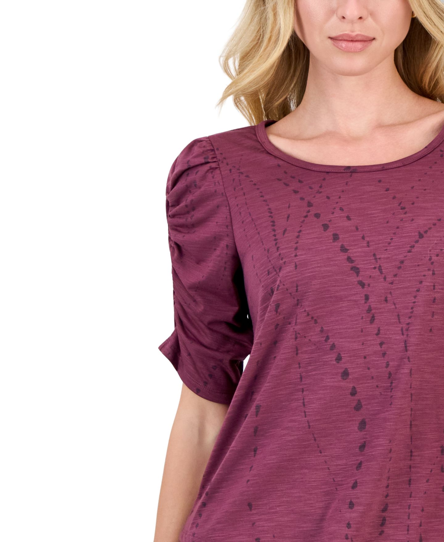 Женская футболка Democracy Ruched Elbow-Length Scoop Neck, цвет: Fgdr — фото 4