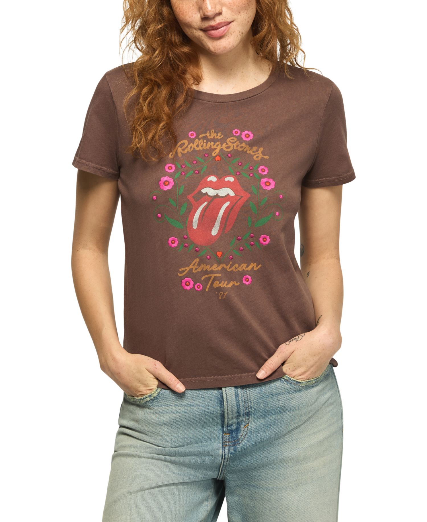Women's The Rolling Stones American Tour Classic Crew neck Graphic Retro T-Shirt